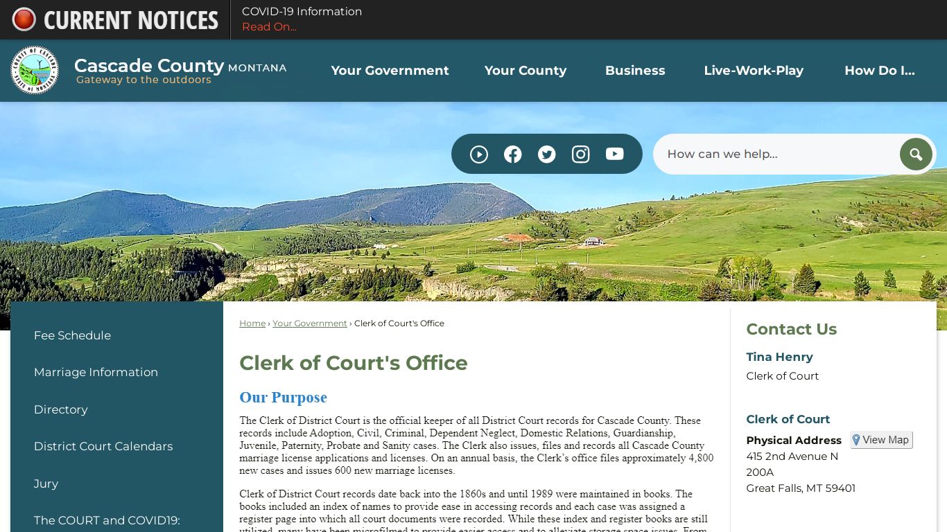 Clerk of Court's Office | Cascade County, MT